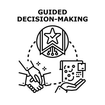 Guided decision making process for business solutions Stock Illustration