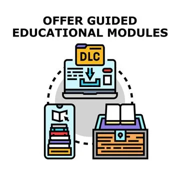 Guided educational modules offer online learning solutions Stockillustratie