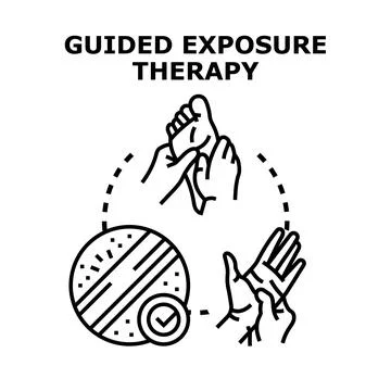 Guided exposure therapy helping mental health and anxiety issues Stock Illustration