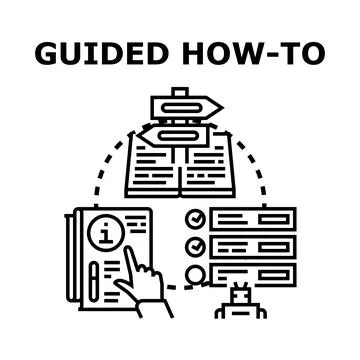 Guided how to process and instruction concept Illustrazione stock