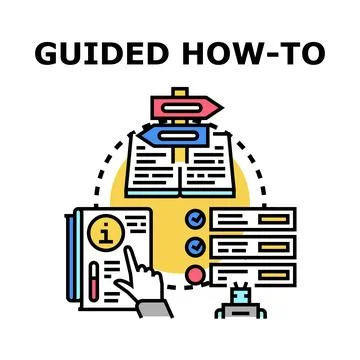 Guided how to process and instruction concept Stock Illustration