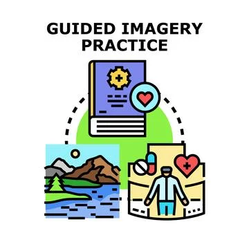 Guided imagery practice improving mental health and well being Stock Illustration