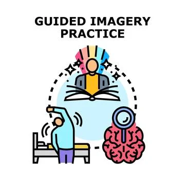 Guided imagery practice improving mental wellness concept Stock Illustration
