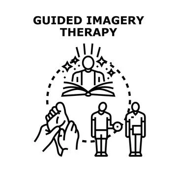 Guided imagery therapy concept helping people overcome stress Stock Illustration