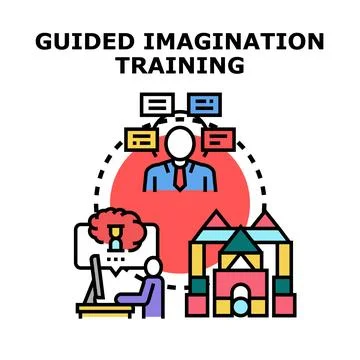 Guided imagination training assisting mental visualization and creativity Stock Illustration