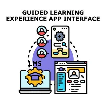 Guided learning experience app interface concept Illustrazione stock