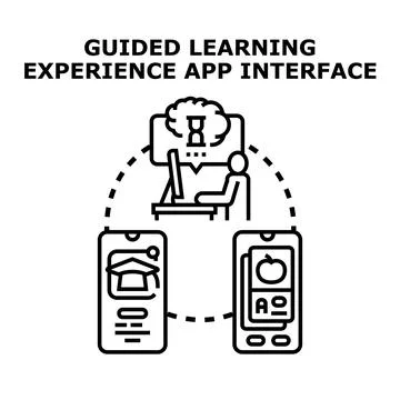 Guided learning experience app interface concept 库存插图