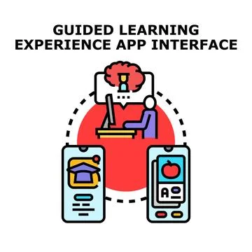 Guided learning experience app interface concept 库存插图
