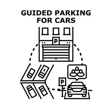 Guided parking for cars navigation system concept 스톡 일러스트
