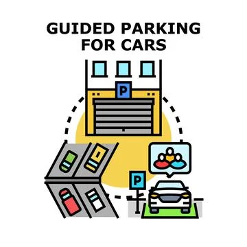 Guided parking for cars navigation system concept Stock Illustration