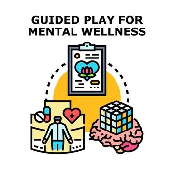 Guided play for mental wellness concept Stock Illustration