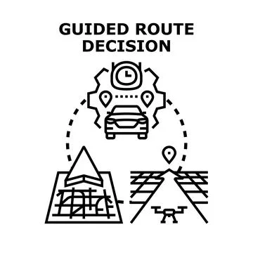 Guided route decision concept using modern technology Stock Illustration