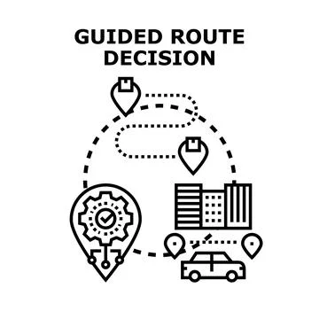 Guided route decision making intelligent navigation system Stock Illustration