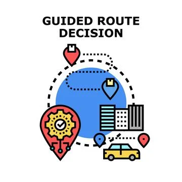 Guided route decision making intelligent navigation system Stock Illustration