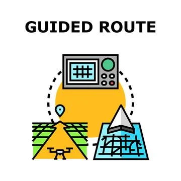 Guided route navigation system planning direction Stock Illustration