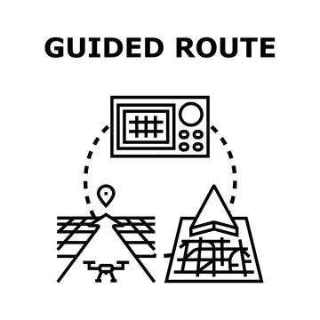 Guided route navigation system planning direction Stock Illustration