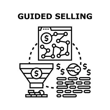 Guided selling process funnel optimizing sales revenue 스톡 일러스트