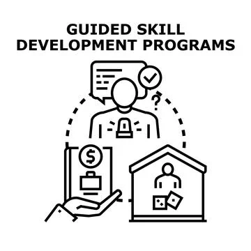 Guided skill development programs concept illustration Illustrazione stock