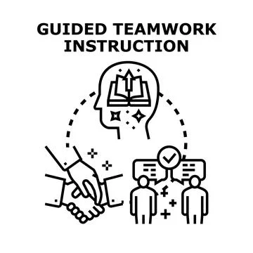 Guided teamwork instruction and collaborative learning concept Stock Illustration