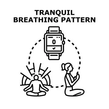 Guided tranquil breathing pattern for mindfulness and relaxation Stock Illustration