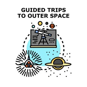 Guided trips to outer space observation exploration Illustrazione stock