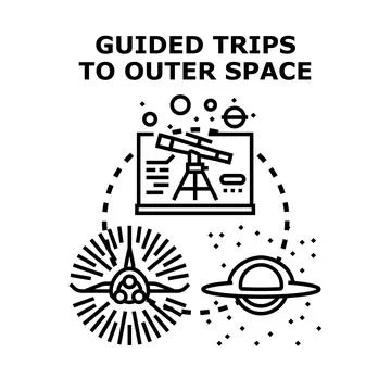 Guided trips to outer space observation exploration Illustrazione stock