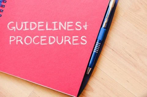 Guidelines and procedures write on notebook Stock Photos