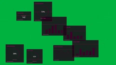 Guidelines appearing HUD ring map sliding magenta panels showing node metrics on 스톡 동영상 334118893