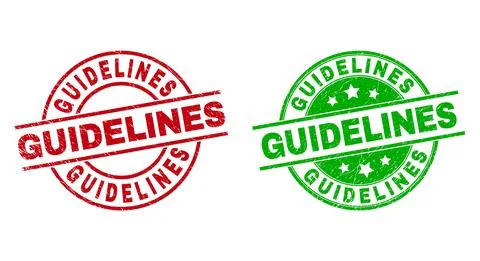 GUIDELINES Round Badges with Scratched Texture Stock Illustration