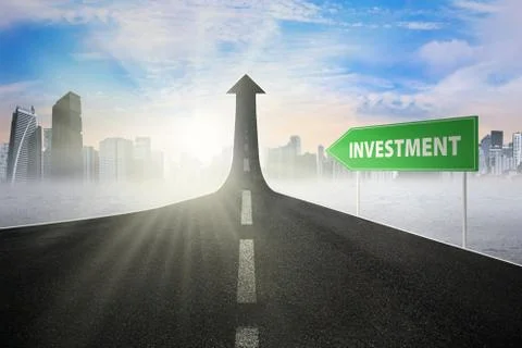 Guidepost pointing at road upward Stock Illustration