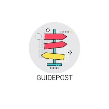 Guidepost Road Sign Guide Direction Icon Stock Illustration