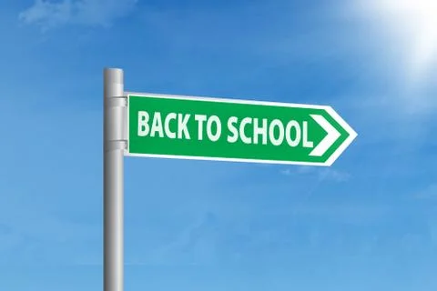 Guidepost to school Stock Illustration
