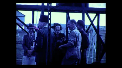 Guides and clients mugging for the camera at the Niarobi airport, 1937 動画素材 27156823