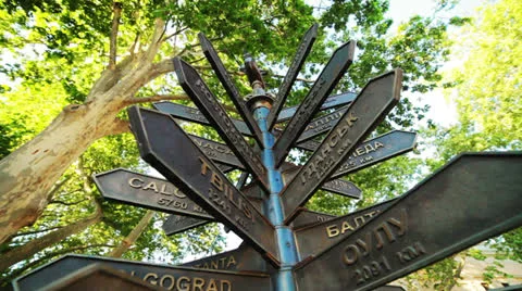 Guides pointers in various cities of the world. filmed from the top down Stock Footage 23516961