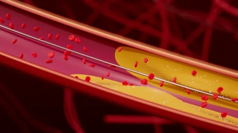 A Guidewire Threading Along An Artery And Crossing A Plaque Lesion 스톡 동영상 343254334