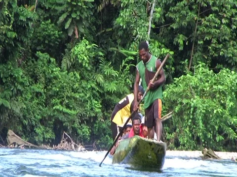 Guiding canoe Stock Footage 3607024