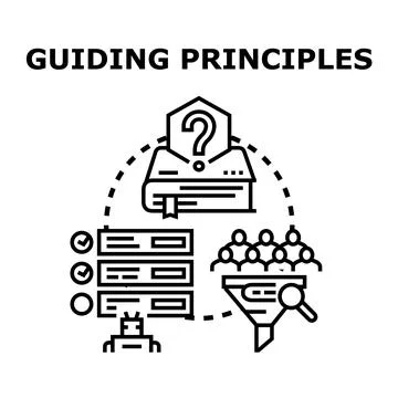 Guiding principles for problem solving and decision making Stockillustratie