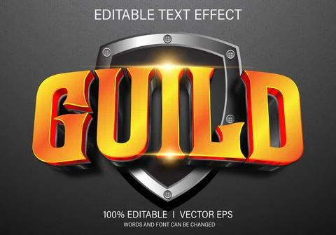 Guild 3d vector text effect with modern style design Stock Illustration