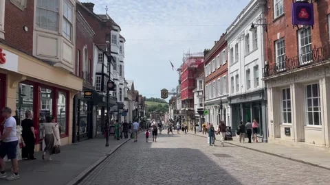 Guildford, United Kingdom, 3rd June 2026-People walking on the Guildford high st Stockbeeldmateriaal 337054490