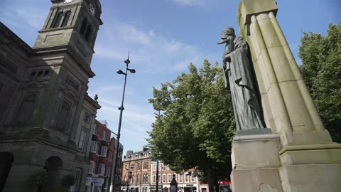 Guildhall and Derby War Memorial, Derby, Derbyshire, England, United Kingdom Stock Footage 282082801