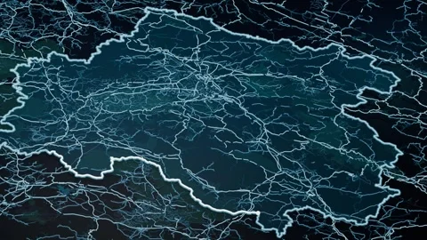 Guilin China Glowing Digital Map Animation 4K Video stock 337823797