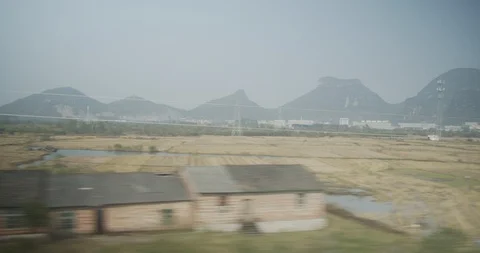 Guilin, China out a train window Stock Footage 99898901