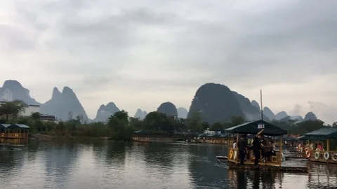 Guilin mountain, sweep the lijiang river Stock Footage