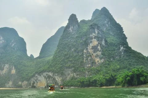 Guilin park and karst rocks yangshuo Stock Photos