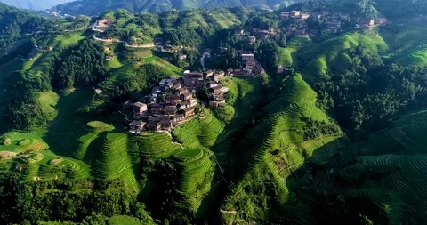 Guilin terraced fields Stock Footage 126153659