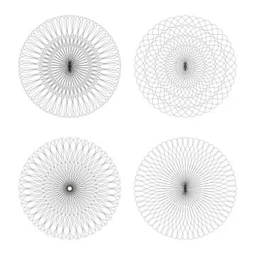 Guilloche circle stamp set Illustrazione stock