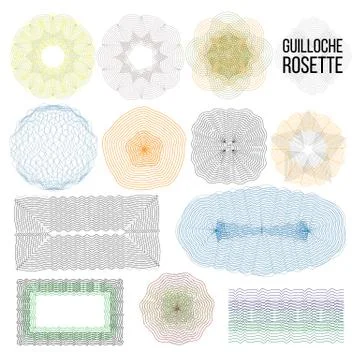 Guilloche Rosette Set Vector. Vintage Certificate Background. Guilloche Water イラスト素材