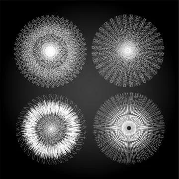 Guilloche stamp set, elements for certificate and currency design Stock Illustration