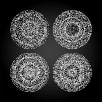 Guilloche stamp set, elements for certificate and currency design Stock Illustration