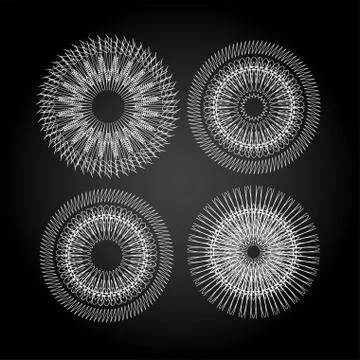 Guilloche stamp set, elements for certificate and currency design Illustrazione stock